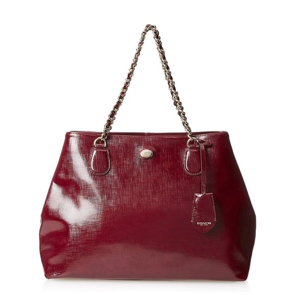 Coach Handbags - Coach Peyton Chain Tote Sherry Burgundy Gold Hardware Saffiano Leather